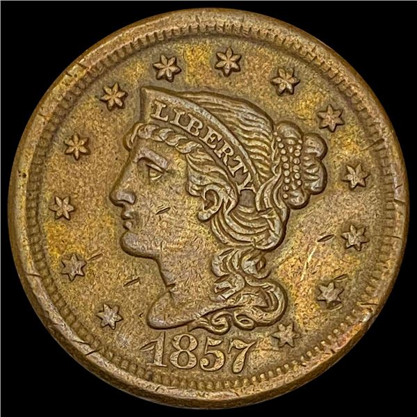 1857 Braided Hair Large Cent CLOSELY UNCIRCULATED