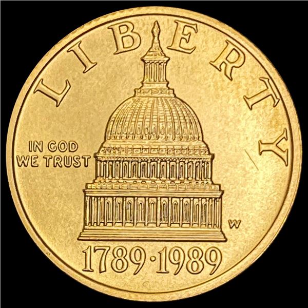 1989-W Congress Bicentennial $5 Gold SUPERB GEM BU