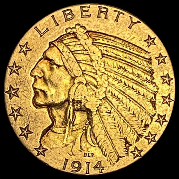 1914 Indian Head Half Eagle $5 NEARLY UNCIRCULATED