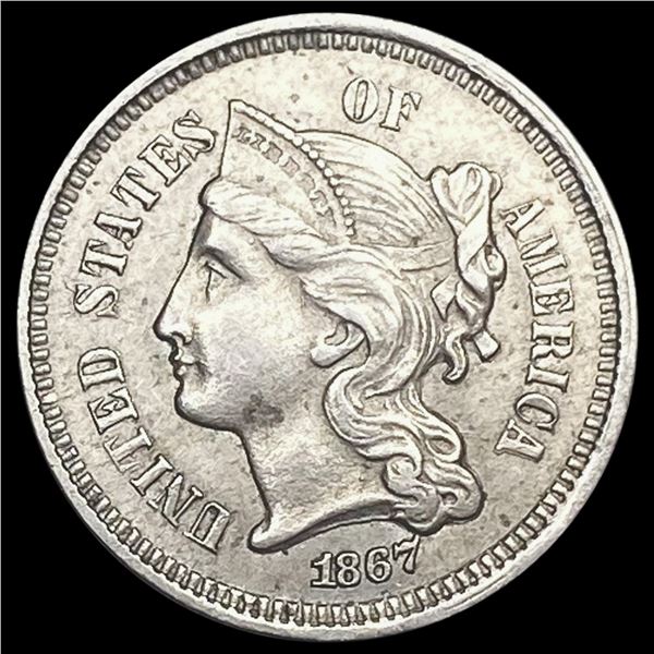 1867 Three-Cent Nickel NEARLY UNCIRCULATED