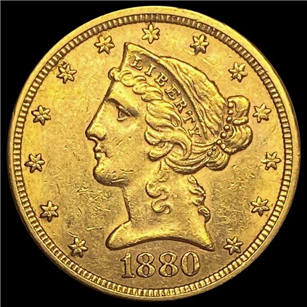 1880 Liberty Head Half Eagle $5 CHOICE AU