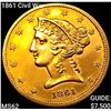 1861 Civil War $5 Gold Half Eagle