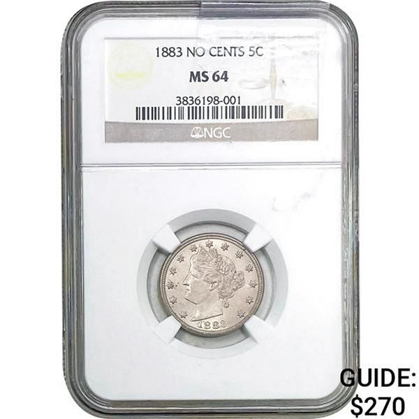 1883 Liberty Head Nickel No Cents NGC MS64