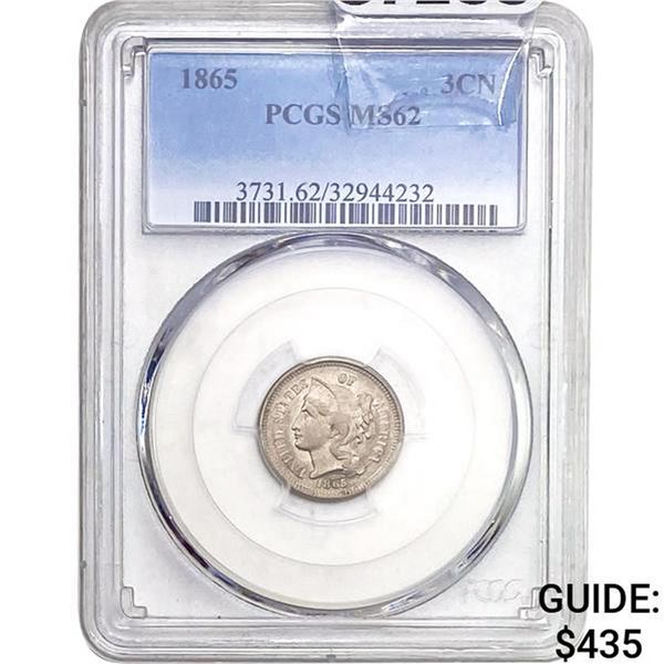 1865 3-Cent Nickel PCGS MS62