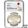 Image 1 : 1934 $1 Peace Dollar NGC MS62