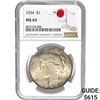 Image 1 : 1934 $1 Peace Dollar NGC MS63