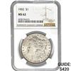 Image 1 : 1902 Morgan Silver Dollar NGC MS62