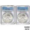 Image 1 : [2]1990 Silver Eagle PCGS MS69