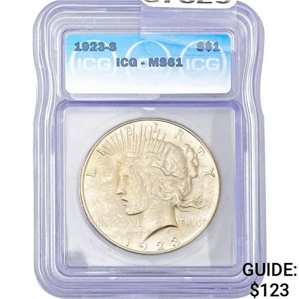 1923-S Peace Dollar ICG MS61