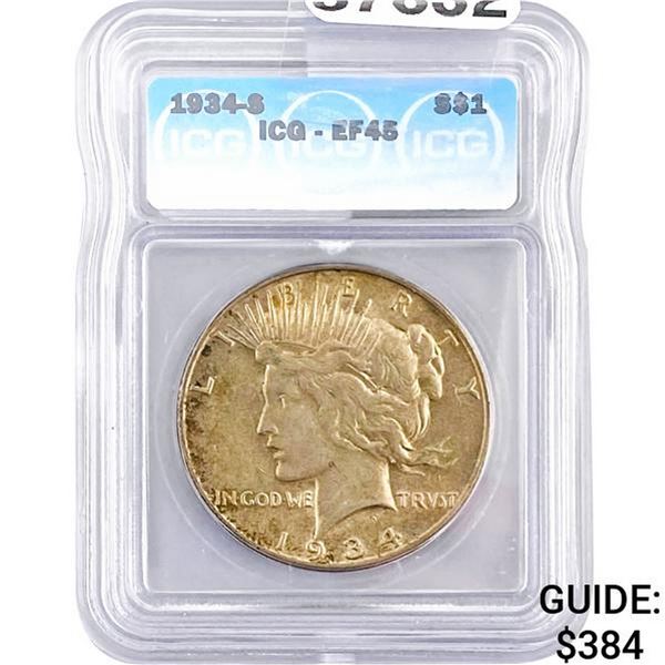 1934-S Peace Dollar ICG EF45