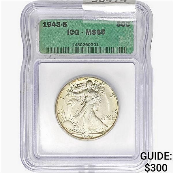 1943-S Walking Liberty Half Dollar ICG MS65