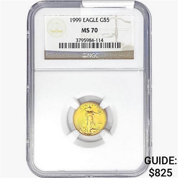 1999 1/10oz $5 Gold Eagle NGC MS70