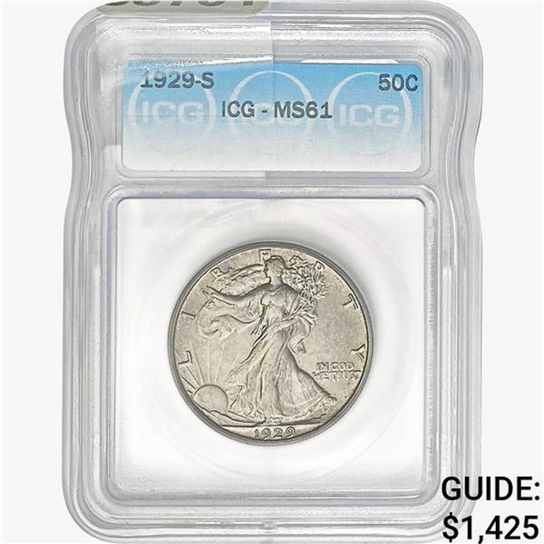 1929-S Walking Liberty Half Dollar ICG MS61