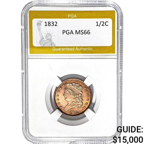 1832 Half Cent PGA MS66