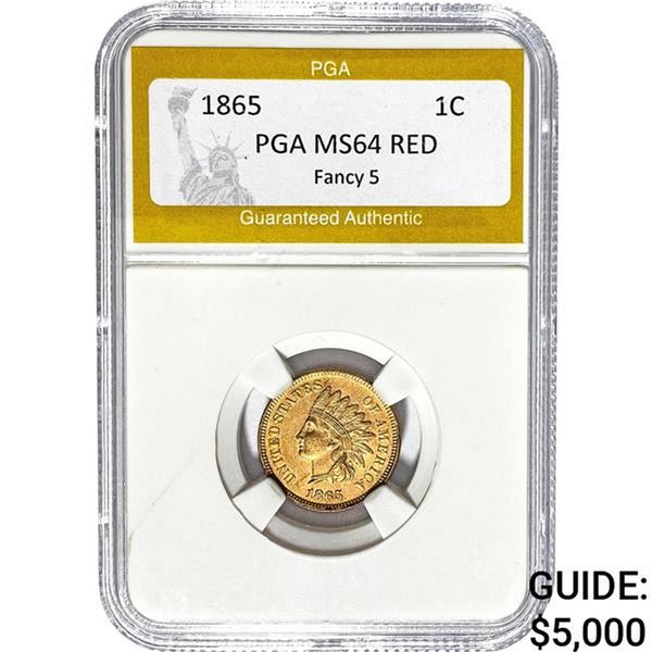 1865 1C Indian Head Cent PGA MS64 RED