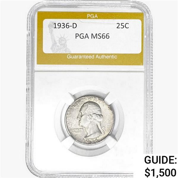 1936-D Washington Silver Quarter PGA MS66