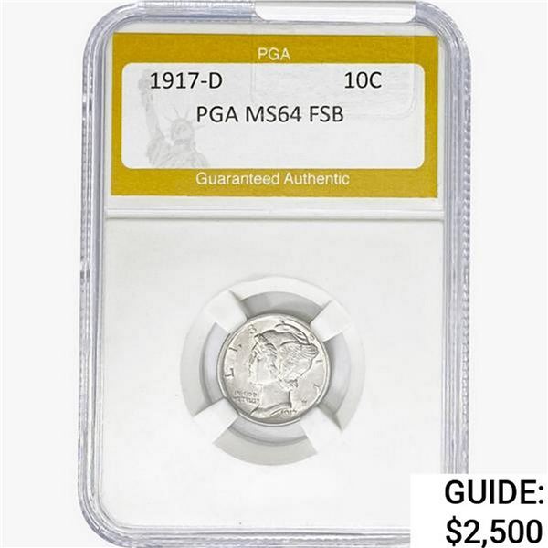 1917-D Mercury Silver Dime PGA MS64 FSB