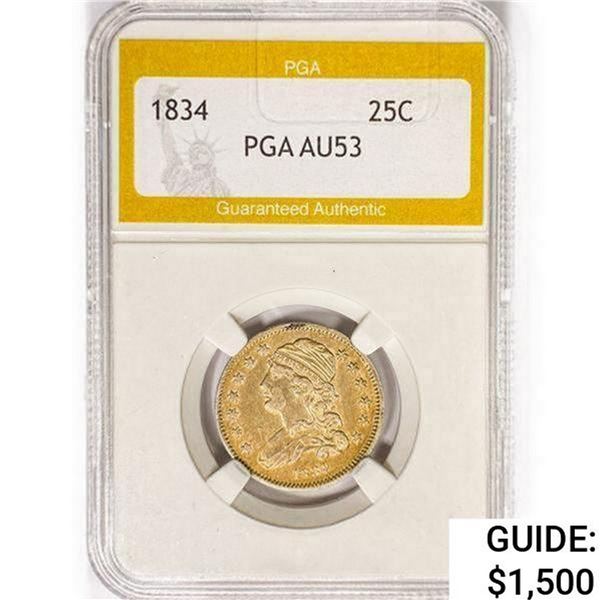 1834 Capped Bust Quarter PGA AU53