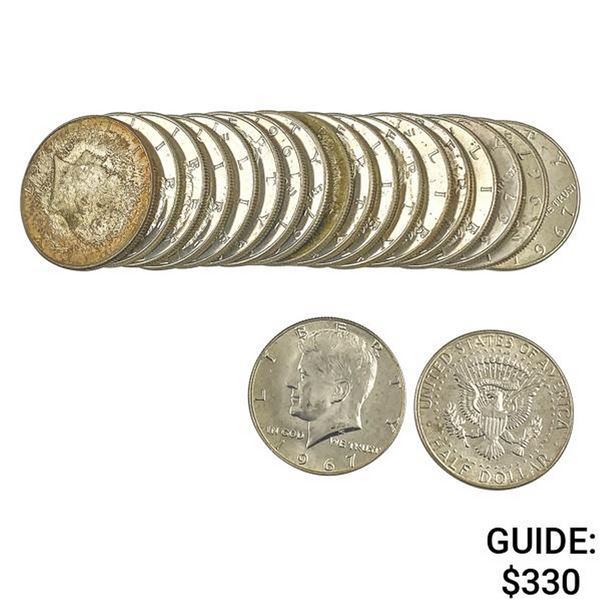 1967 Gem BU Roll of 40% Kennedy Half Dollars [20 Coins]