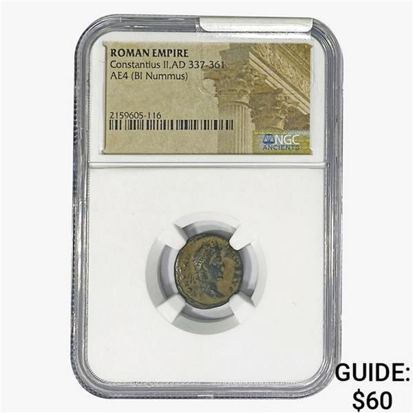 Roman Constantius II, AD 337-361 AE4 BI Nummus NGC