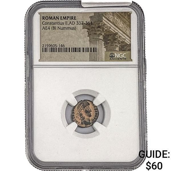 Roman Constantius II, AD 337-361 AE4 BI Nummus NGC