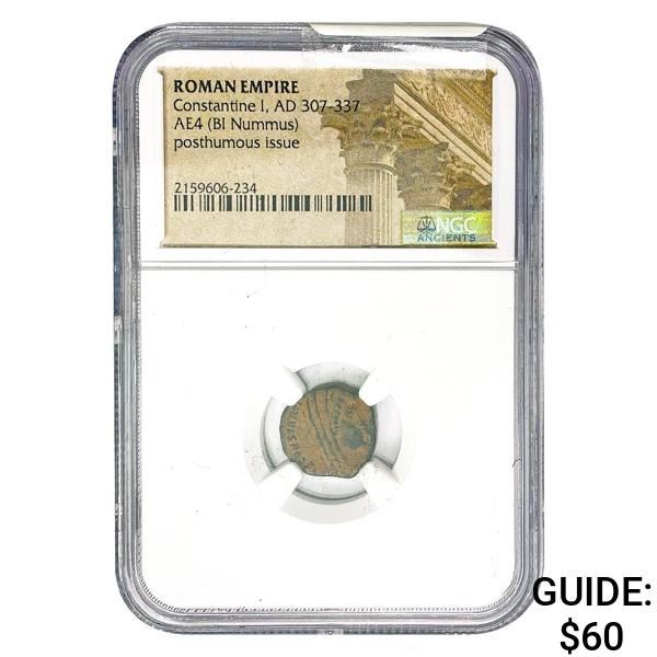 Roman Constantine I, AD 307-337 AE4 BI Nummus NGC