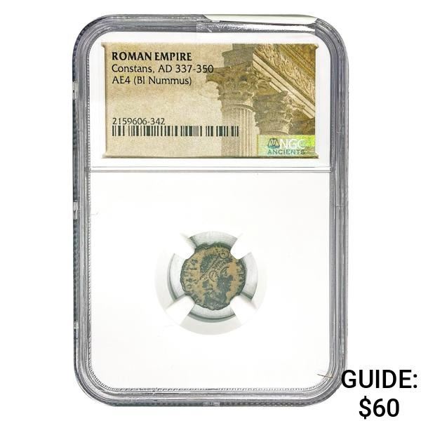 Roman Constans, AD 337-350 AE4 BI Nummus NGC