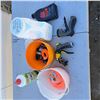 Image 1 : Misc gardening supplies and oil for a chainsaw