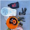 Image 2 : Misc gardening supplies and oil for a chainsaw