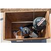 Image 7 : Camping Items (Large Kettle, Two Laturns, wooden box, And Hatchet, good condition)