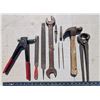 Image 1 : Assortment of tools ( Hammer Wrench Endcutting pliers, Rivet Gun)