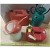 Image 2 : (2) Fuel Cans, Garden Sprayer and Plant Water Jug.