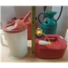 Image 3 : (2) Fuel Cans, Garden Sprayer and Plant Water Jug.