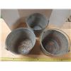 Image 2 : (3) Vintage Galvanized Metal Bucket.