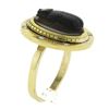 Image 9 : 18k Yellow Gold Bezel Set Carved Hard Stone Scarab w/ Rose Cut Diamonds Ring