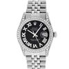 Image 3 : Rolex Mens Stainless Steel Black Roman Diamond Datejust Wristwatch 36MM