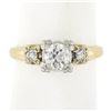Image 1 : Antique 14k Gold & Palladium 0.60 ctw Old Diamond Squared Setting Engagement Rin