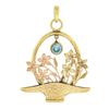 Image 5 : Vintage 14k TT Gold .75 ctw Bezel Blue Zircon Detailed Flower Basket Charm Penda