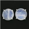 Image 5 : New 14K White Gold 3.54 ctw Round Cabochon Blue Prong Set Moonstone Stud Earring