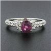 Image 2 : 14k White Gold Oval Pinkish Red Spinel Solitaire & Round Diamond Accents Ring
