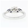 Image 8 : NEW 14k White Gold 1.47 ctw GIA Round Diamond & Sapphire 3 Stone Engagement Ring