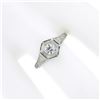 Image 7 : Antique Edwardian Platinum European Diamond Filigree & Engraved Engagement Ring