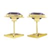 Image 2 : Mens Vintage 14K Gold Rectangular Bezel Alexandrite w/ Polished Frame Cuff Links