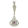 Image 1 : Antique 18K TT Gold Pave Pink Stone Dangle Engraved Open Filigree Work Pendant