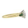 Image 6 : Antique 18k Gold & Platinum 2.02 ctw GIA European Diamond w/ Emerald 3 Stone Rin