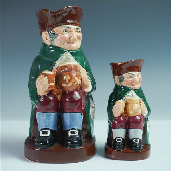 2pc Royal Doulton 'Old Charlie' Toby Jugs – Large D6030 and Small D6069