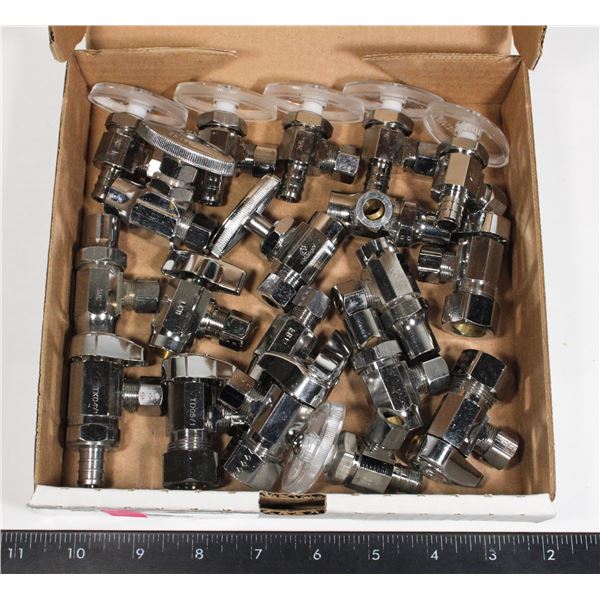 LOT OF 19 - VARIOUS CHROME SUPPLY STOPS. 1/2"