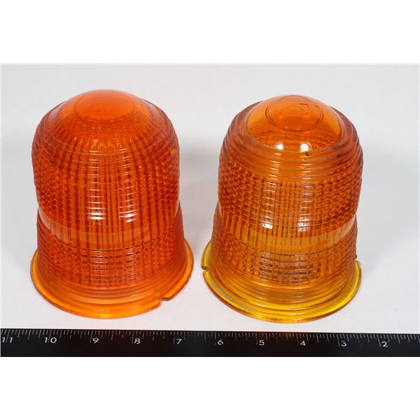 LOT OF 2 - VINTAGE AMBER RUNWAY LIGHT LENSES