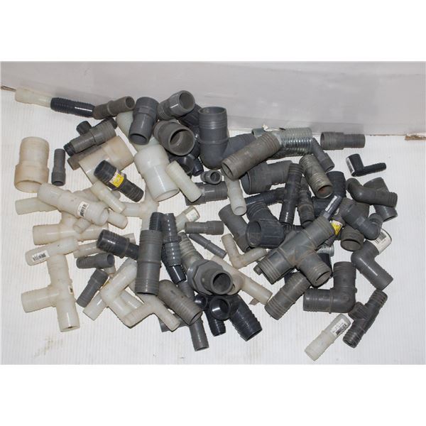 BOX OF 90 INSERT FITTINGS. PVC,NYLON, & METAL