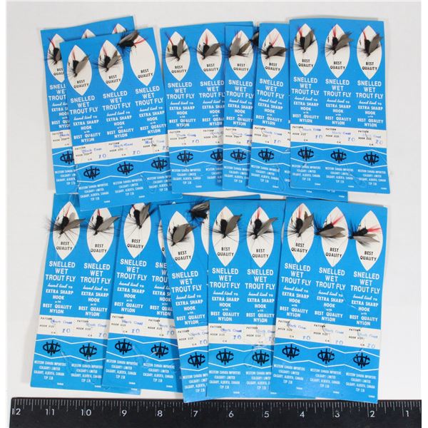 LOT OF 30 - BLACK GNAT SNELLED WET TROUT FLIES